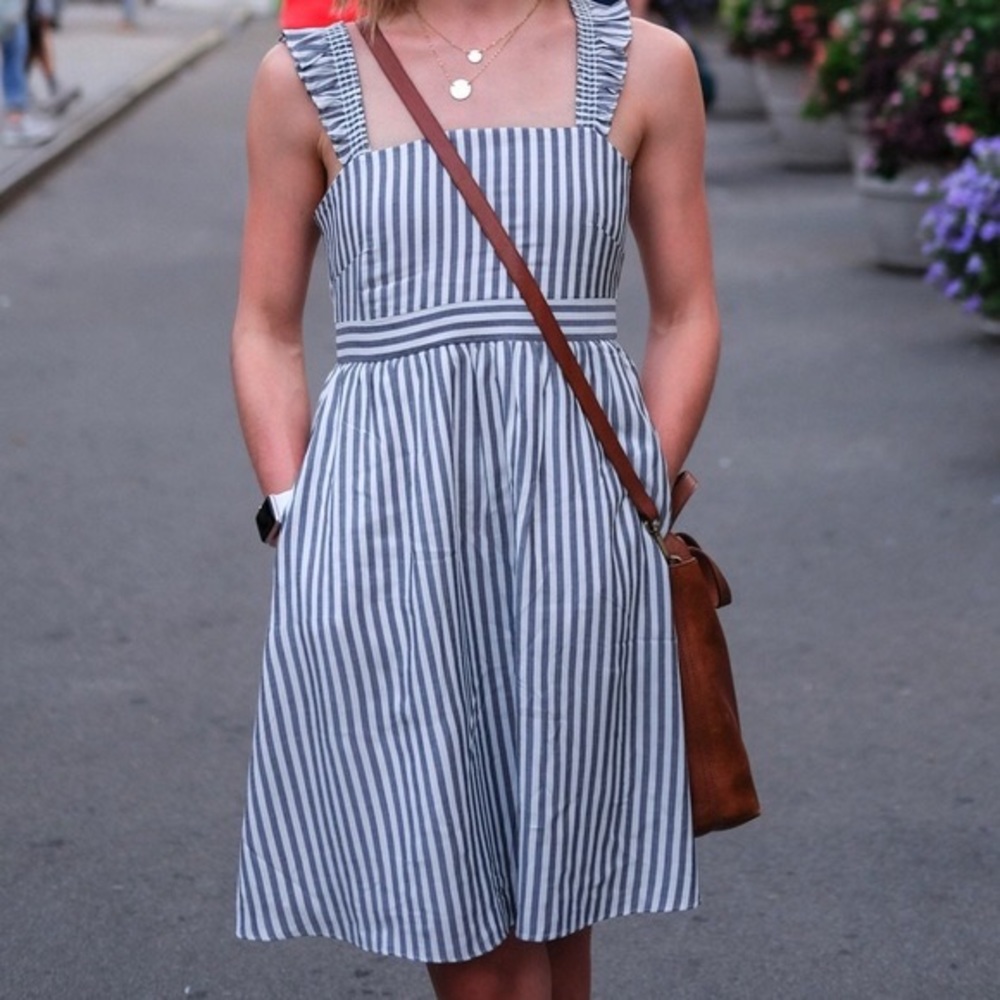 Madewell Striped Ruffle-Strap Empire Dress - Picture 3 of 9